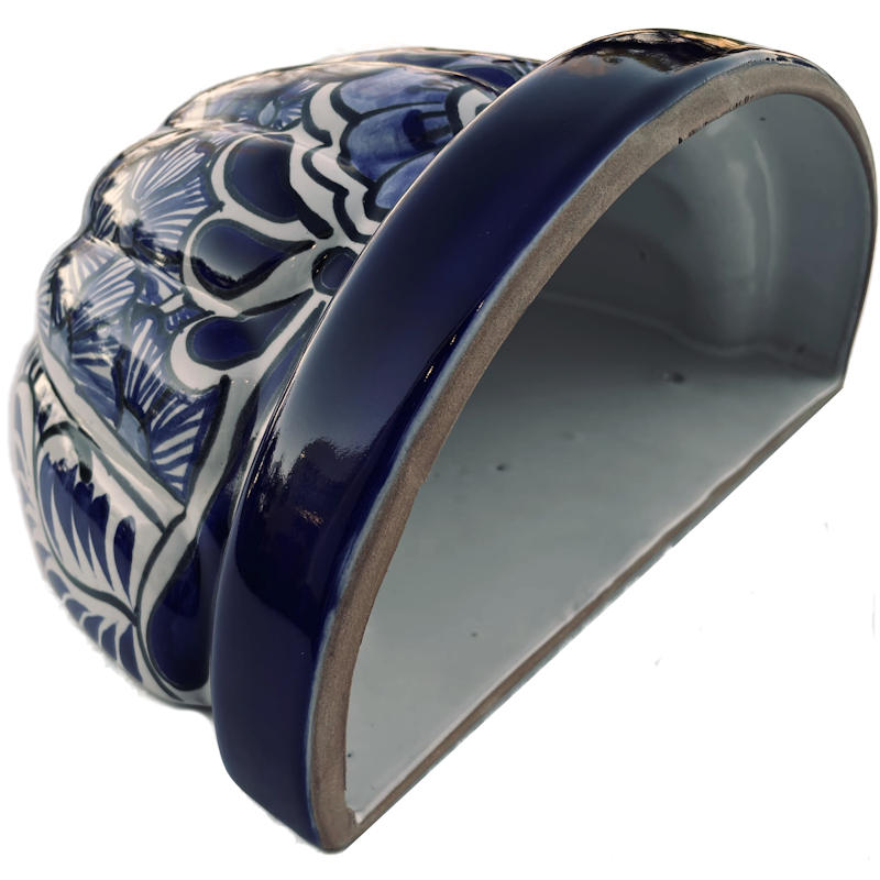 Blue and White Talavera Planter Close-Up