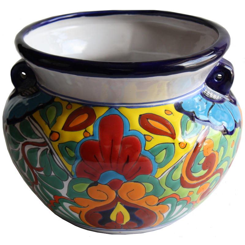 Small-Sized Rainbow Mexican Colors Talavera Ceramic Garden Pot
