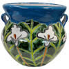 Medium-Sized Aqua Lily Mexican Colors Talavera Ceramic Garden Pot