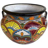 TalaMex Handmade Palmillas Large-Sized Talavera Indoors/Outdoors Mexican Colors Ceramic Garden Pot