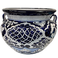 TalaMex Large-Sized Zacan Mexican Colors Talavera Ceramic Garden Pot
