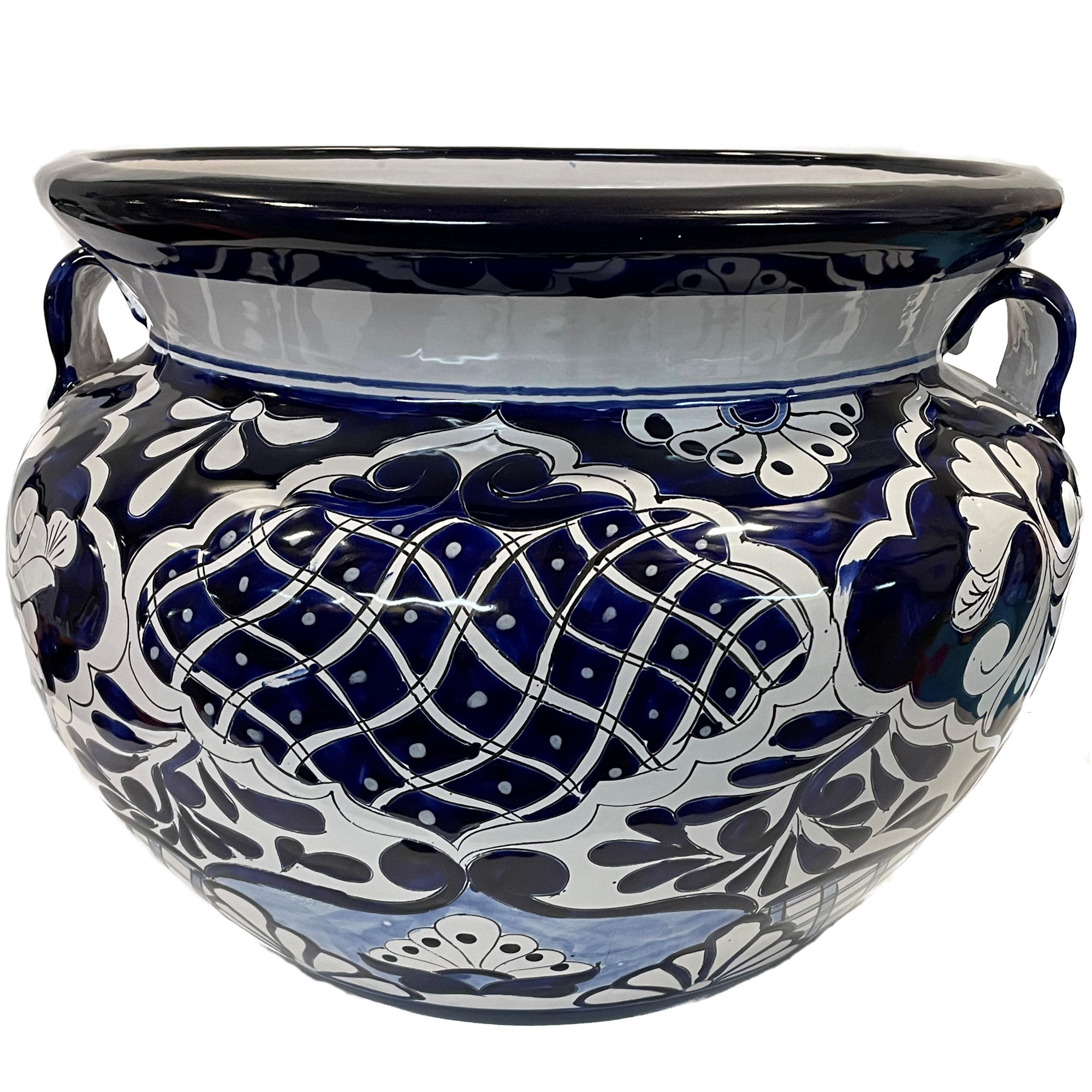 TalaMex Large-Sized Zacan Mexican Colors Talavera Ceramic Garden Pot