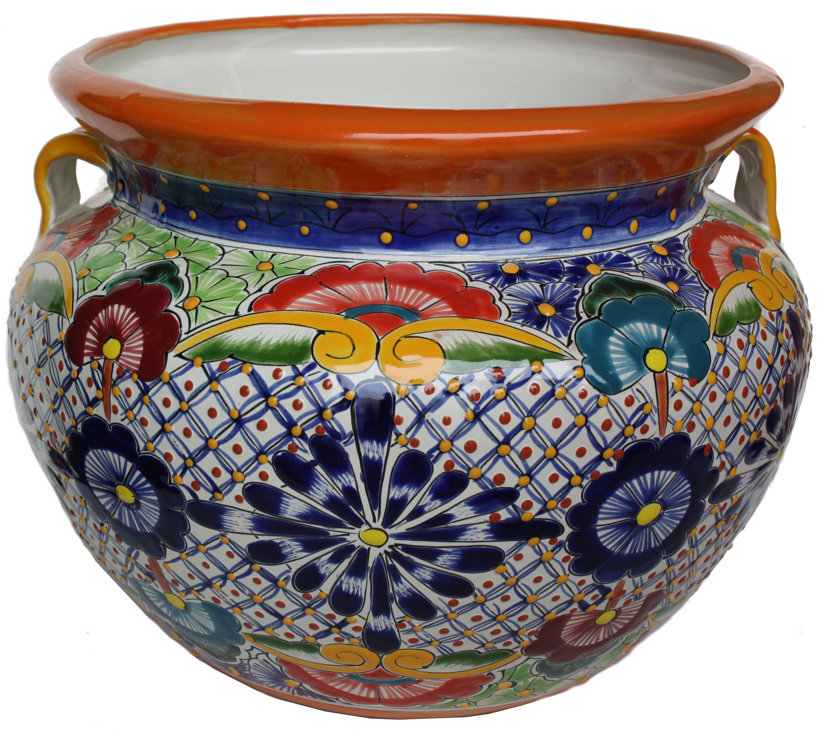 TalaMex Medium-Sized Cherato Mexican Colors Talavera Ceramic Garden Pot