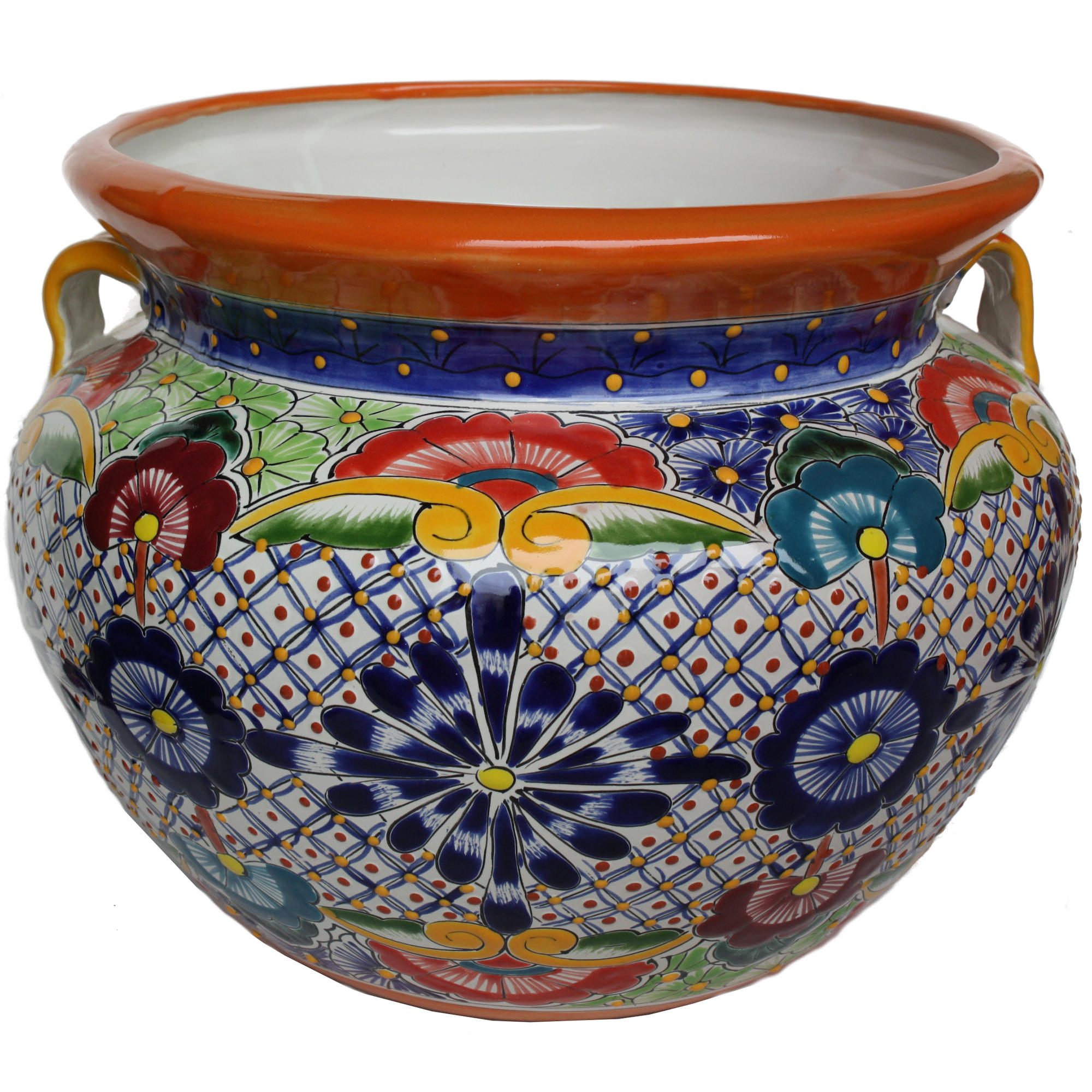 TalaMex Small-Sized Cherato Mexican Colors Talavera Ceramic Garden Pot