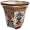 TalaMex Hand-Made Small-Size Indoors/Outdoors Alamo Mexican Colors Talavera Ceramic Garden Pot
