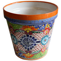 Large-Sized Ayumba Mexican Colors Talavera Ceramic Garden Pot