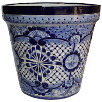 TalaMex Medium-Sized Cocucho Mexican Colors Talavera Ceramic Garden Pot