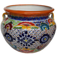 TalaMex Large-Sized Cherato Mexican Colors Talavera Ceramic Garden Pot