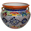 Large-Sized Cherato Mexican Colors Talavera Ceramic Garden Pot