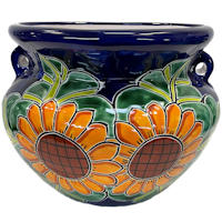 TalaMex Small-Sized Sunflower Mexican Colors Talavera Ceramic Garden Pot