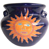 Small-Sized Sun Mexican Colors Talavera Ceramic Garden Pot