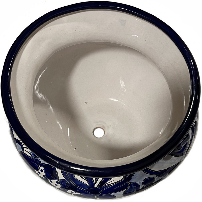 TalaMex Small-Sized Zacan Mexican Colors Talavera Ceramic Garden Pot Close-Up