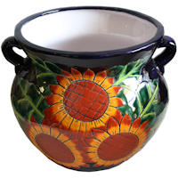 TalaMex Medium-Sized Sunflower Mexican Colors Talavera Ceramic Garden Pot