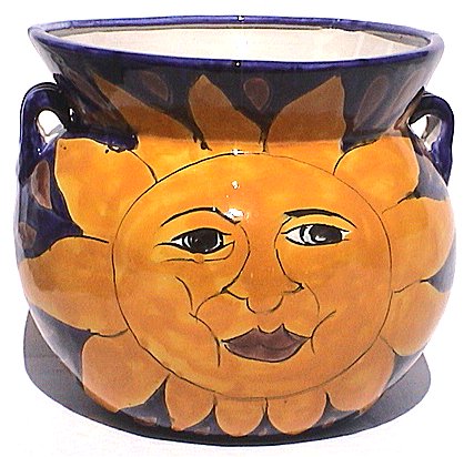 Medium Sun Face Talavera Ceramic Pot