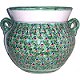 TalaMex Medium-Sized Green Peacock Mexican Colors Talavera Ceramic Garden Pot