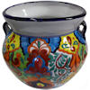 Medium-Sized Rainbow Mexican Colors Talavera Ceramic Garden Pot