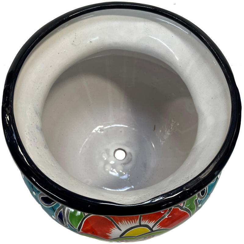 TalaMex Small-Sized Paracho Mexican Colors Talavera Ceramic Garden Pot Close-Up