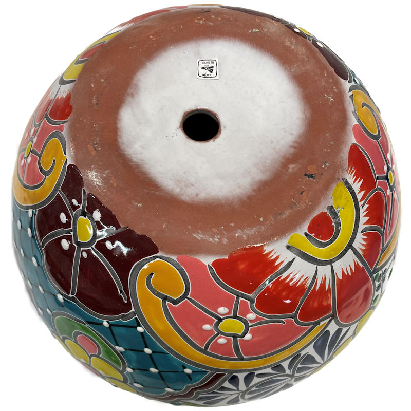 TalaMex Small-Sized Paracho Mexican Colors Talavera Ceramic Garden Pot Details