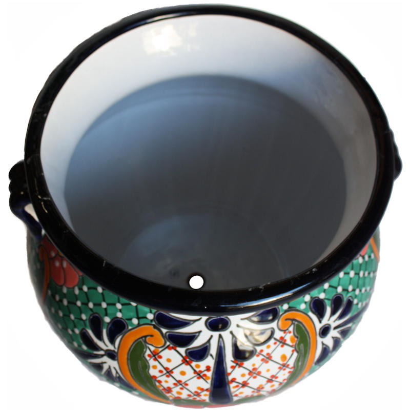 TalaMex Medium-Sized Paracho Mexican Colors Talavera Ceramic Garden Pot Close-Up