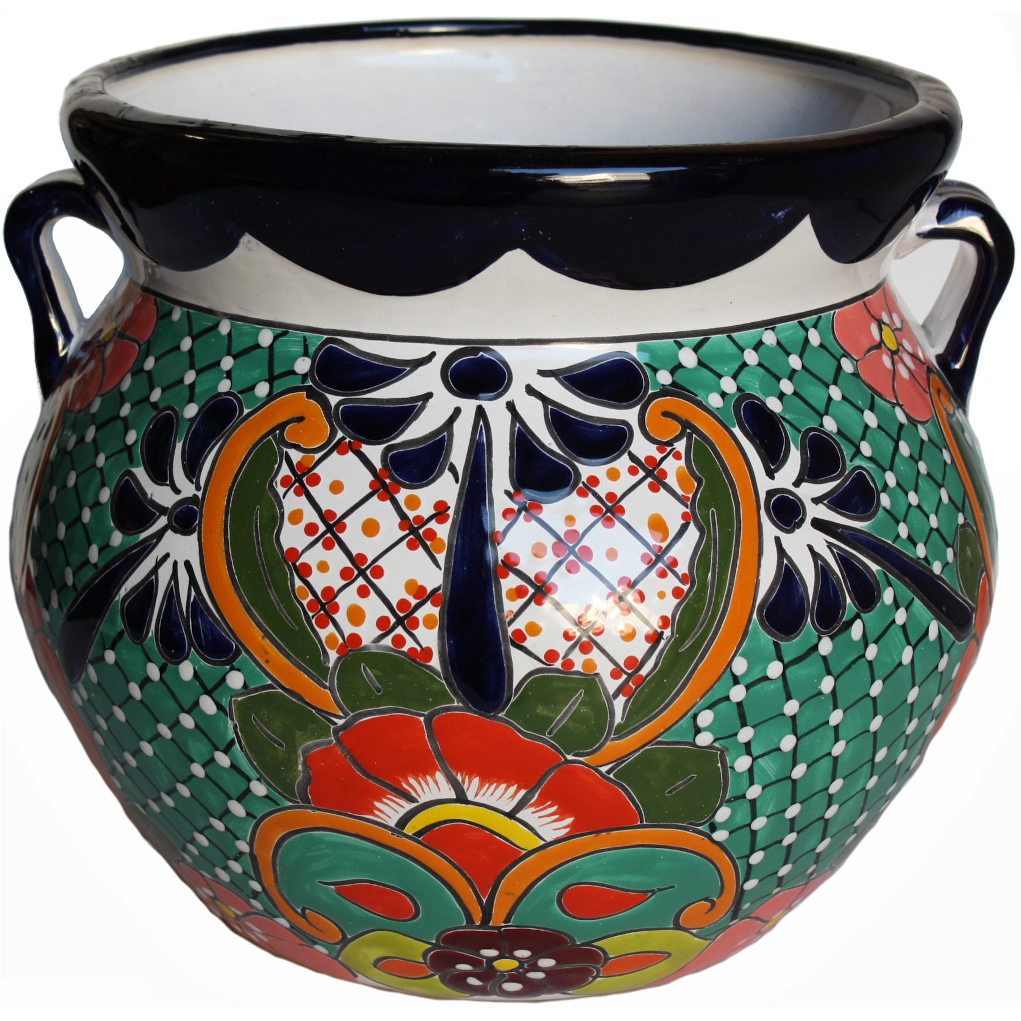 TalaMex Medium-Sized Paracho Mexican Colors Talavera Ceramic Garden Pot