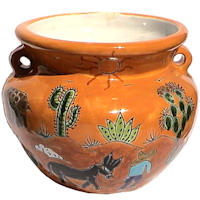 Small-Sized Desert Mexican Colors Talavera Ceramic Garden Pot
