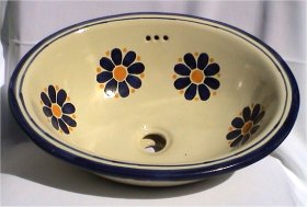 Blue Daisy Ceramic Talavera Sink