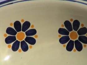 Blue Daisy Ceramic Talavera Sink Close-Up