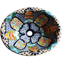 TalaMex Blue Clover Ceramic Talavera Mexican Bathroom Sink