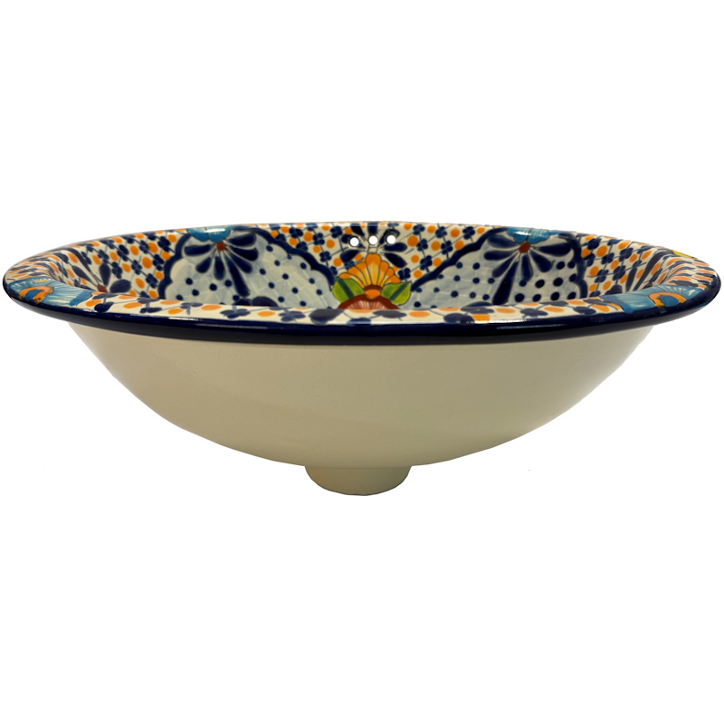 TalaMex Blue Clover Ceramic Talavera Sink Close-Up