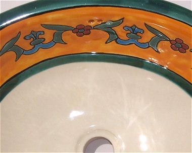 TalaMex Liz Flower Ceramic Talavera Sink Close-Up