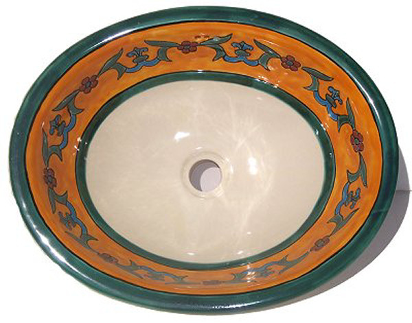 TalaMex Liz Flower Ceramic Talavera Mexican Bathroom Sink