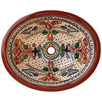 TalaMex Tecali Oval Multicolor Talavera Ceramic Bathroom Sink