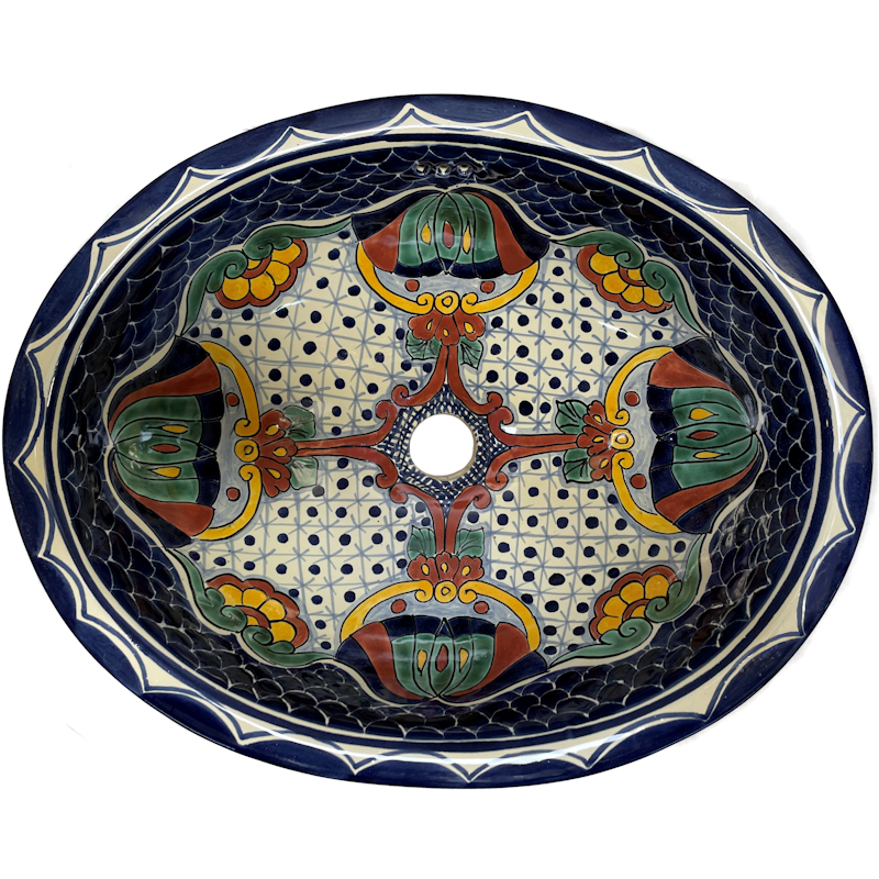 TalaMex Blue Mesh Ceramic Talavera Sink