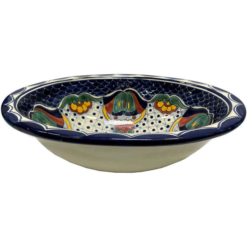 TalaMex Blue Mesh Ceramic Talavera Mexican Bathroom Sink Close-Up