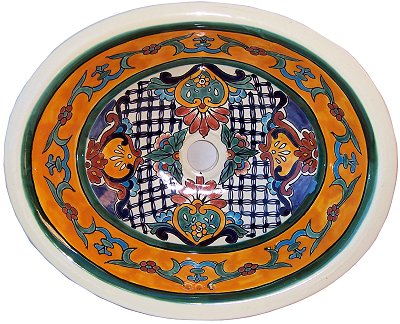 TalaMex Vasco Ceramic Talavera Mexican Bathroom Sink