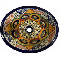 TalaMex Greca Ceramic Talavera Mexican Bathroom Sink