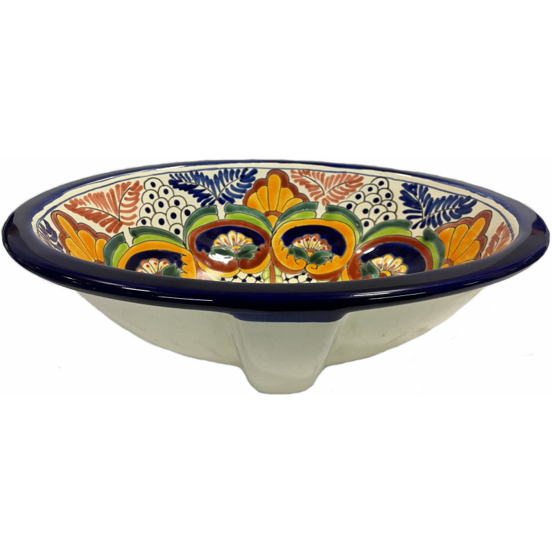 TalaMex Greca Ceramic Talavera Mexican Bathroom Sink Close-Up