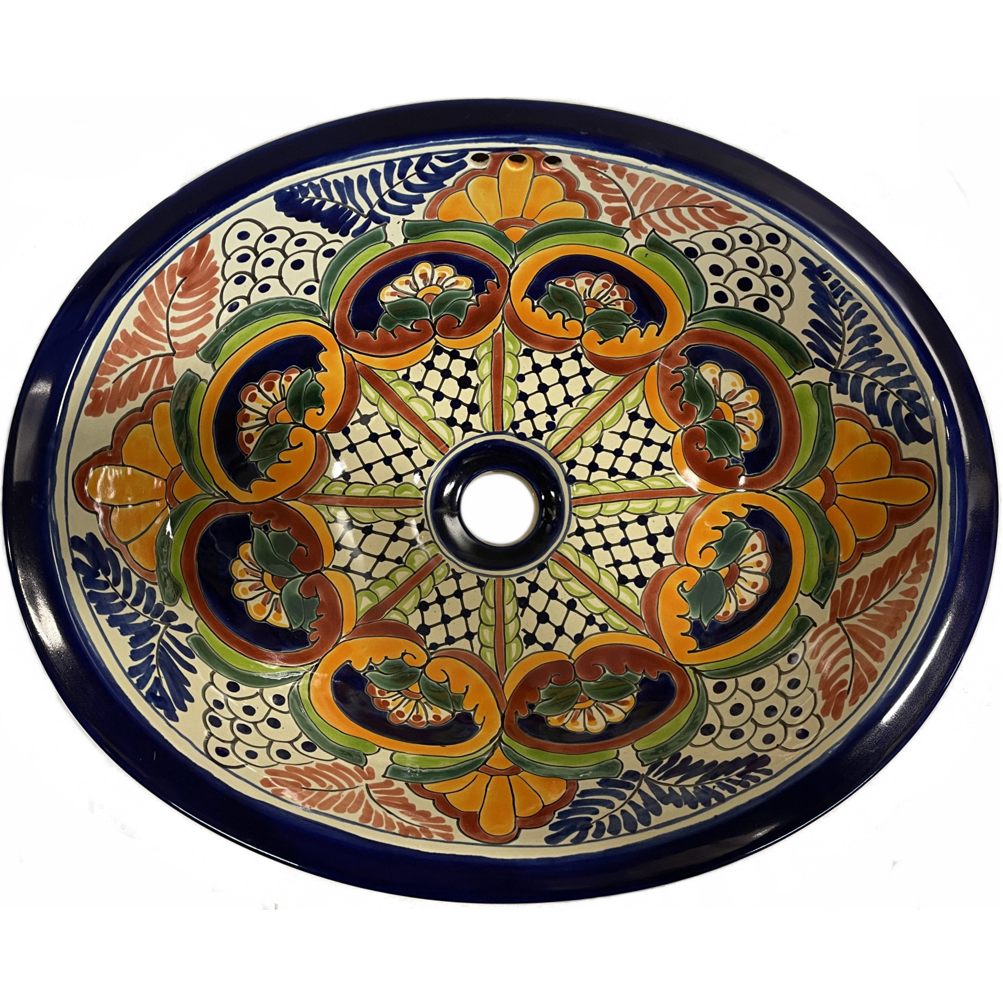 TalaMex Greca Ceramic Talavera Mexican Bathroom Sink