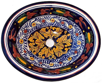 TalaMex Marigold Ceramic Talavera Mexican Bathroom Sink