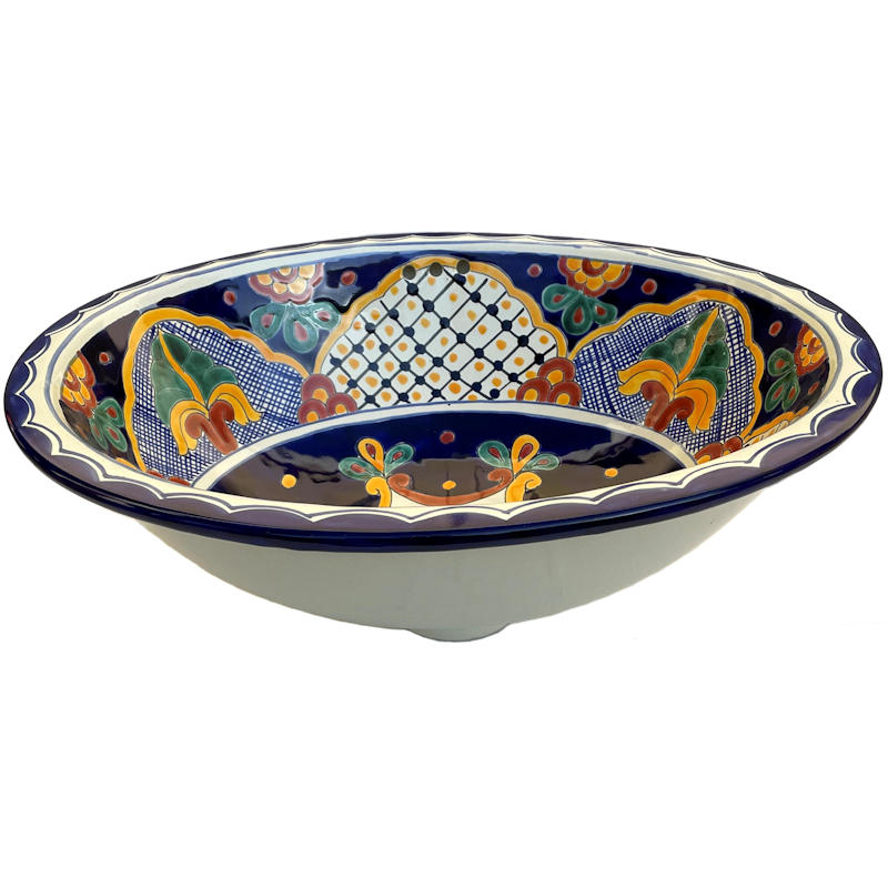 TalaMex Mantel Ceramic Talavera Mexican Bathroom Sink Close-Up