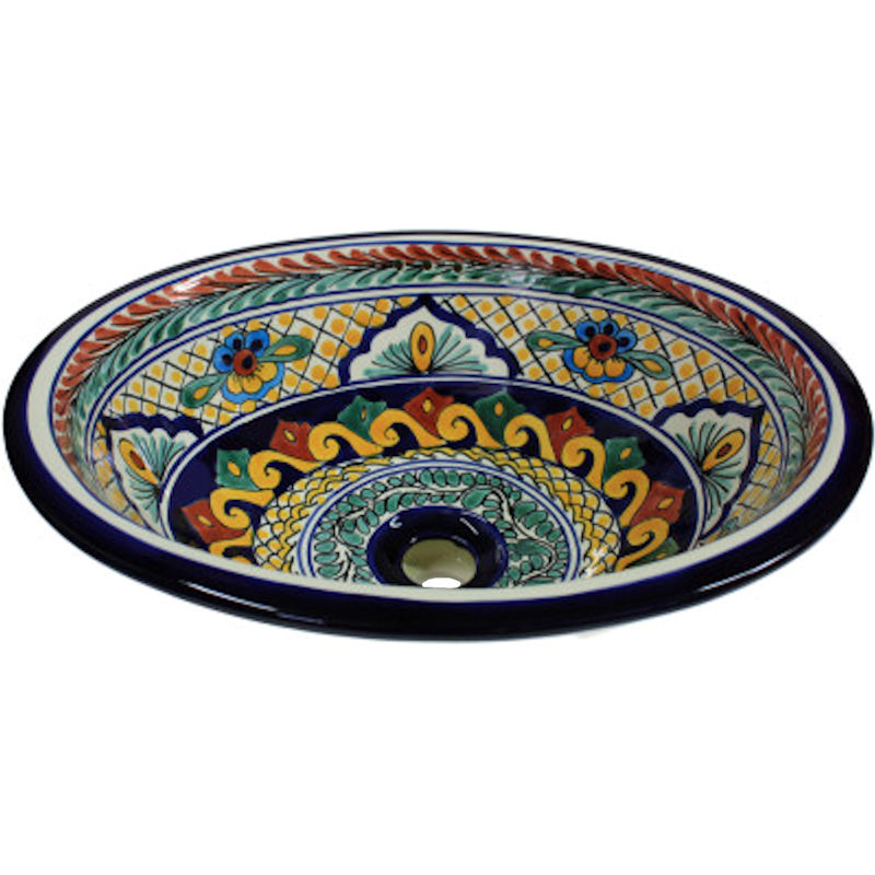 TalaMex Meadow Ceramic Talavera Mexican Bathroom Sink Close-Up