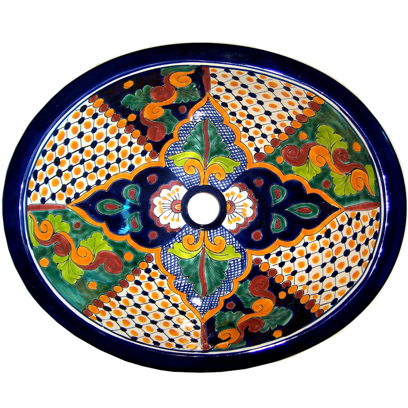TalaMex Janitzio Talavera Ceramic Mexican Bathroom Sink