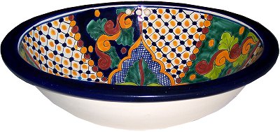 TalaMex Janitzio Talavera Ceramic Mexican Bathroom Sink Close-Up
