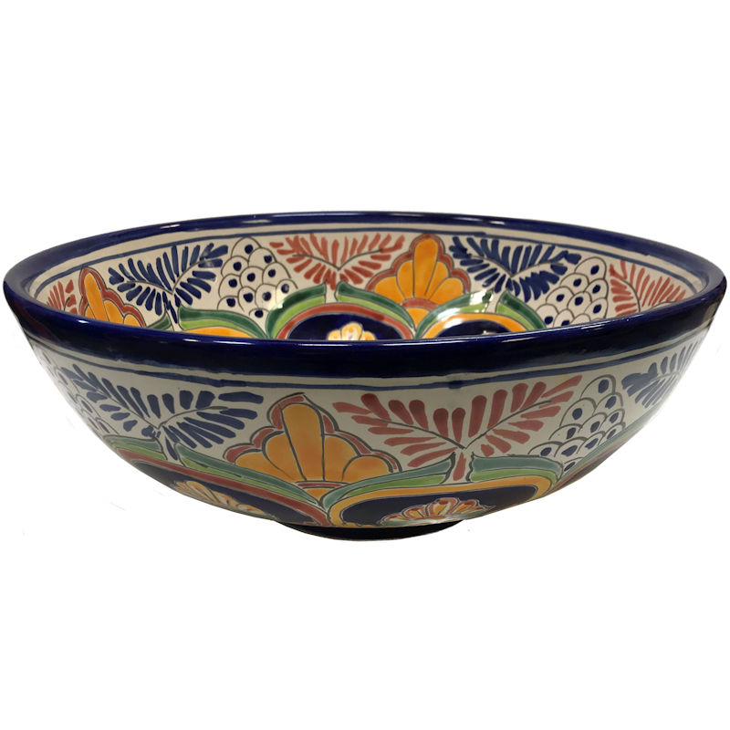 TalaMex Greca C Round Ceramic Talavera Bathroom Vessel Sink Details