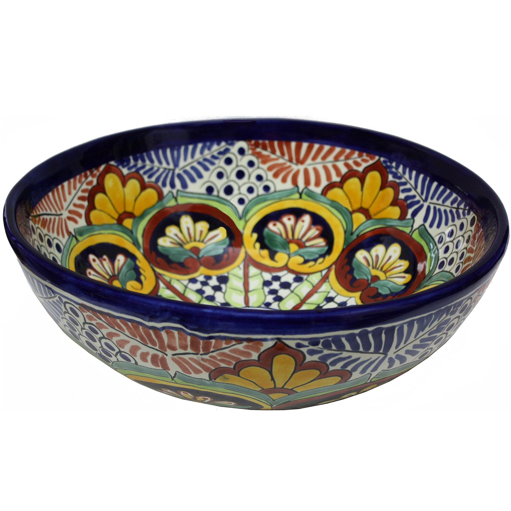 TalaMex Greca C Round Ceramic Talavera Vessel Sink