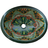 TalaMex Green Greca Ceramic Talavera Sink