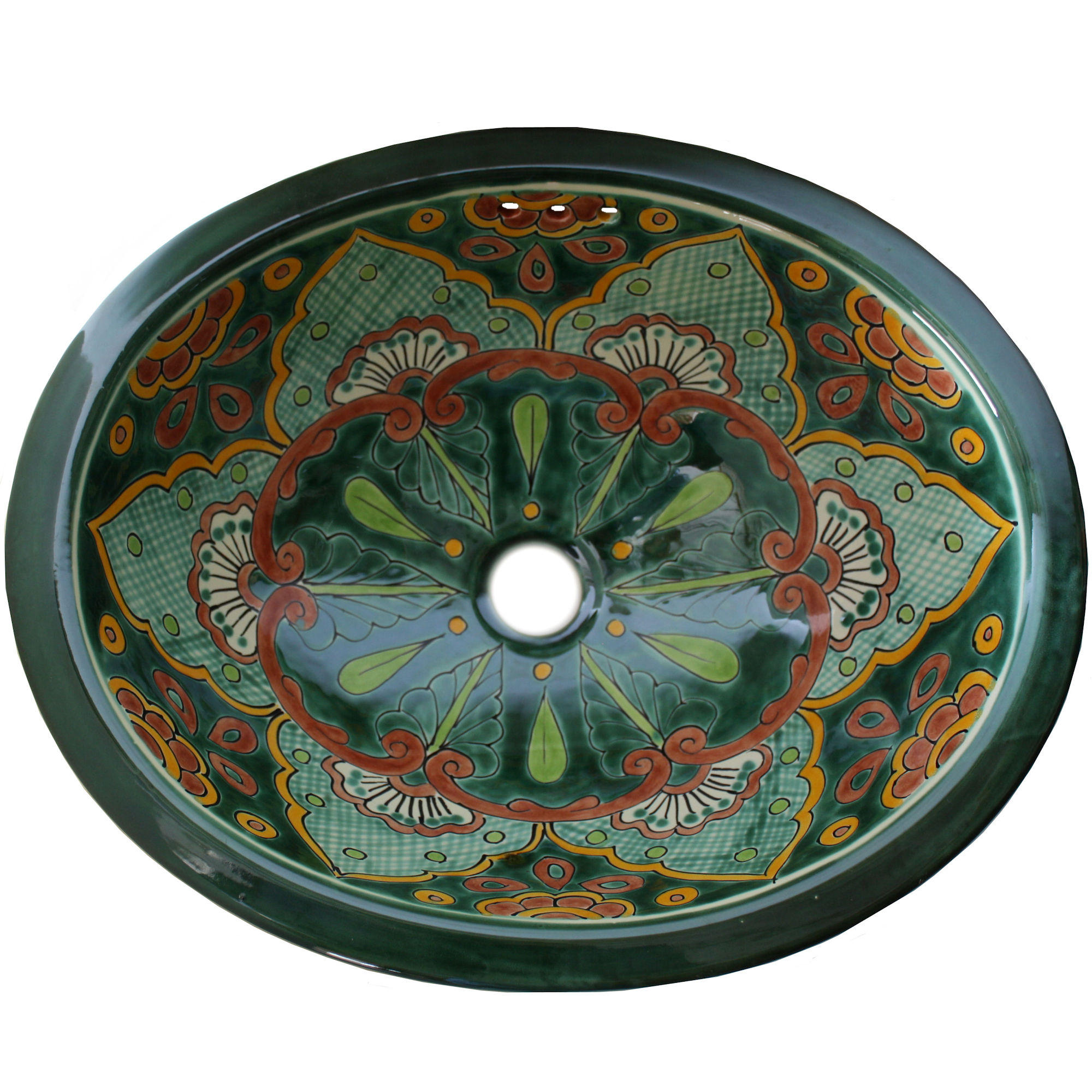 TalaMex Green Greca Ceramic Talavera Sink