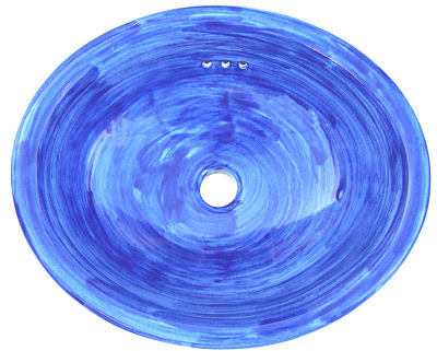 Small Washed Blue Talavera Ceramic Sink