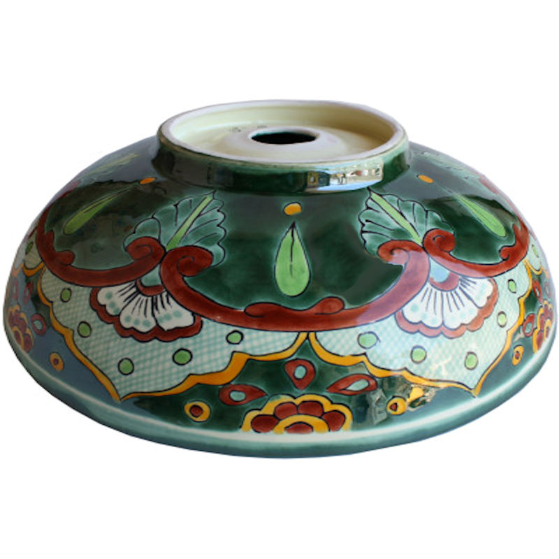 TalaMex Valle Verde Round Ceramic Talavera Vessel Sink Details