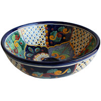 TalaMex Janitzio Round Ceramic Talavera Bathroom Vessel Sink